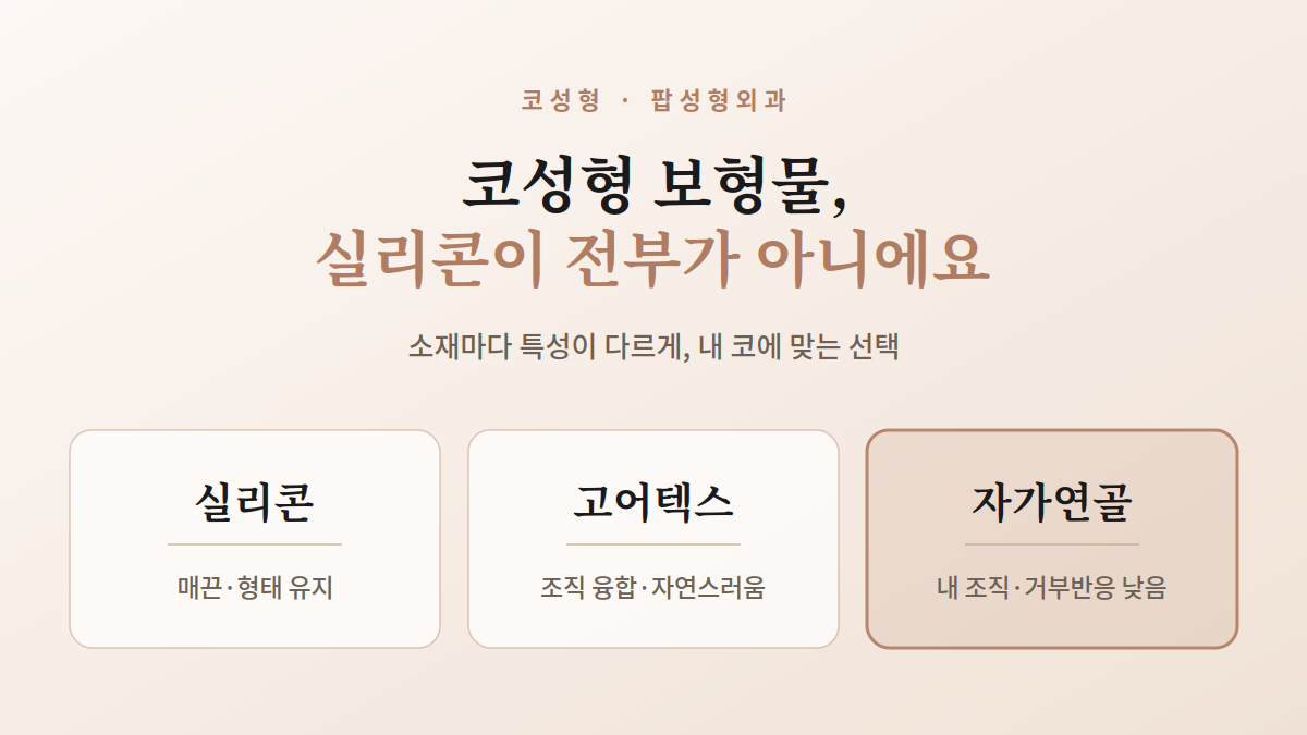 코성형 보형물 종류와 선택 기준, 어떻게 다를까요?