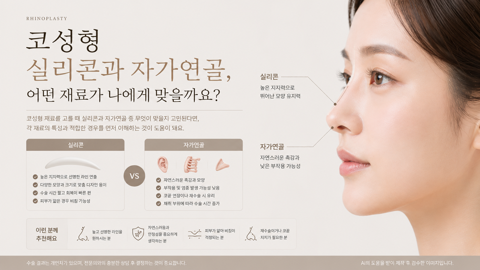코성형 실리콘과 자가연골, 어떤 재료가 나에게 맞을까요