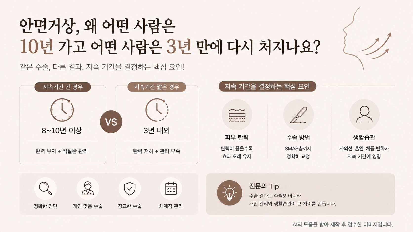 안면거상, 왜 어떤 사람은 10년 가고 어떤 사람은 3년 만에 다시 처지나요?