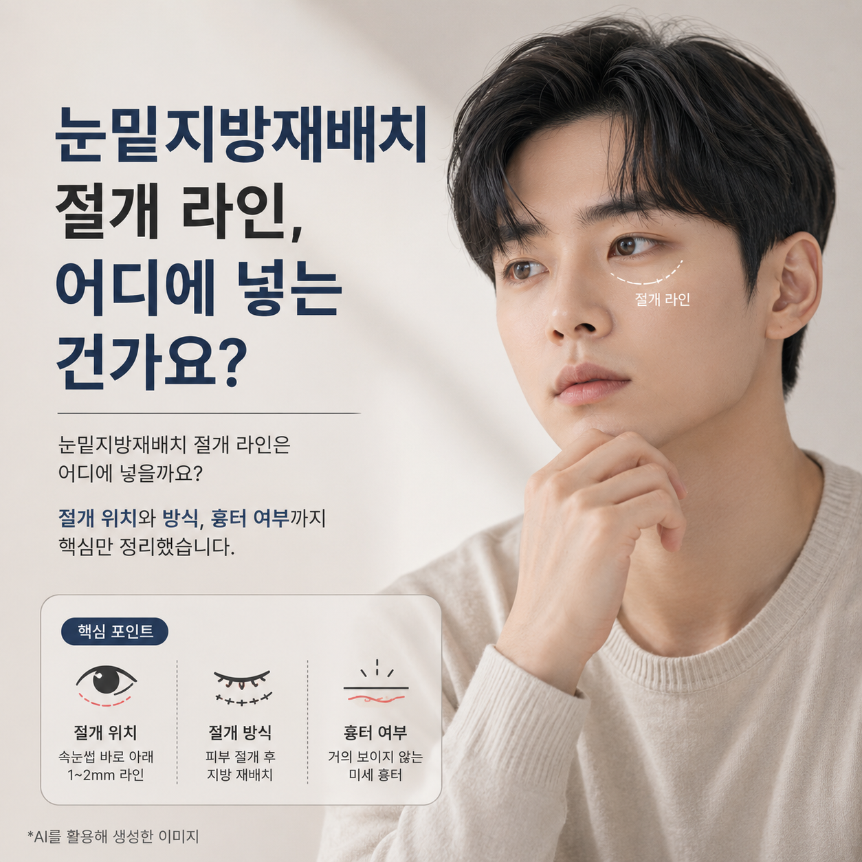 눈밑지방재배치 절개 라인, 어디에 넣는 건가요?