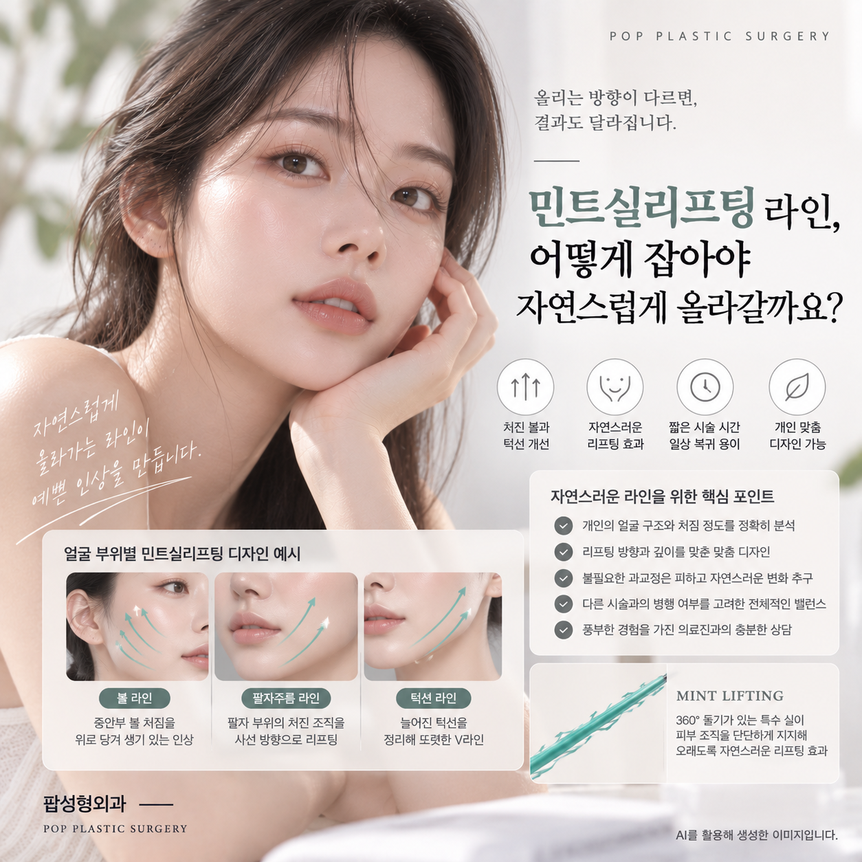 민트실리프팅 라인, 어떻게 잡아야 자연스럽게 올라갈까요?