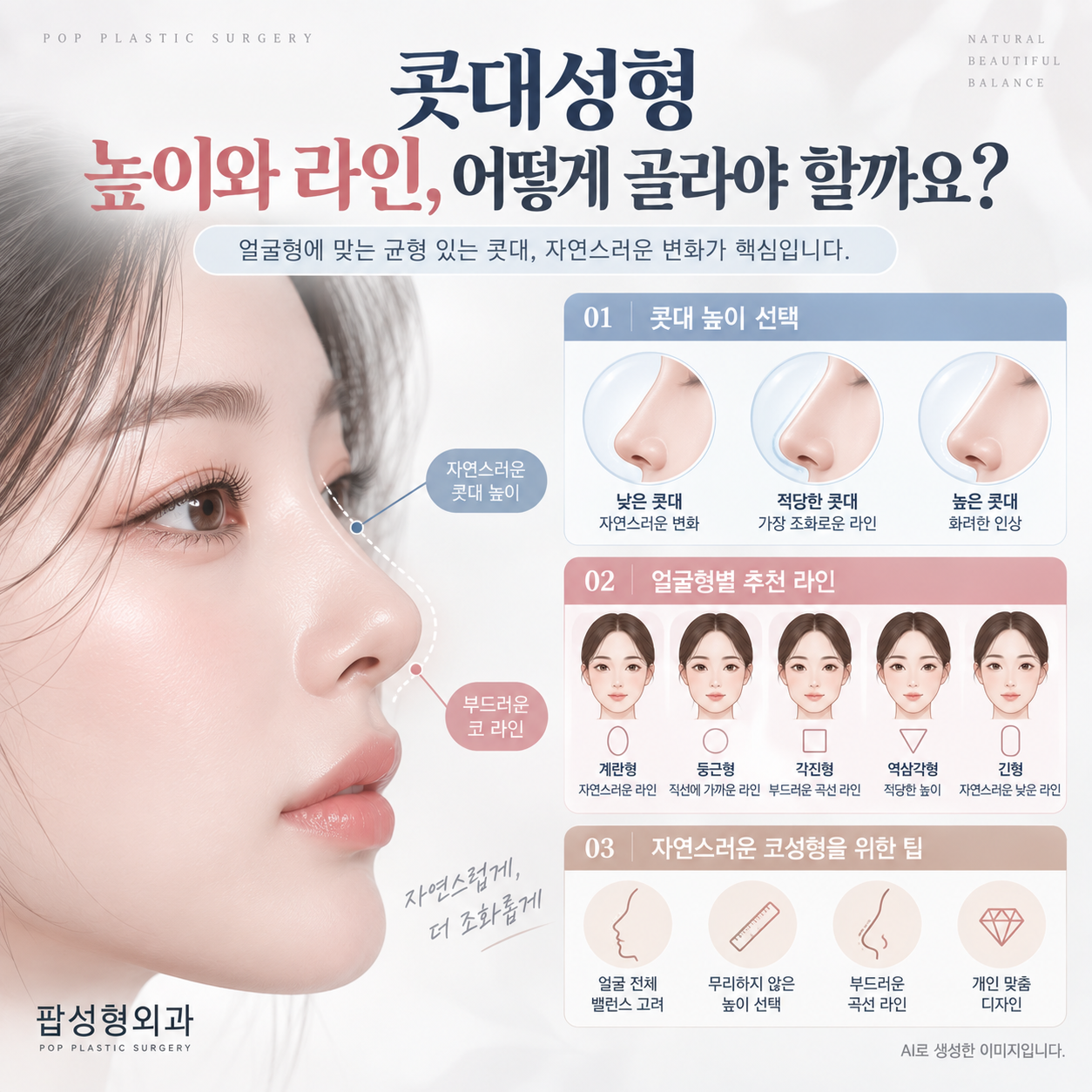 콧대성형 높이 라인, 어떻게 선택해야 내 얼굴에 맞을까요?