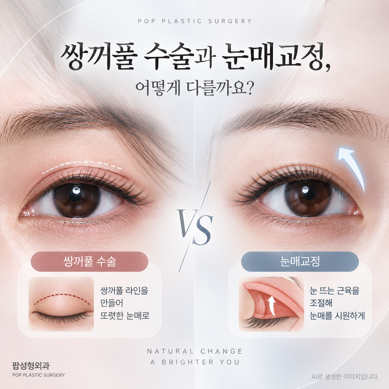 쌍꺼풀 수술이랑 눈매교정이랑 차이가 뭘까요?